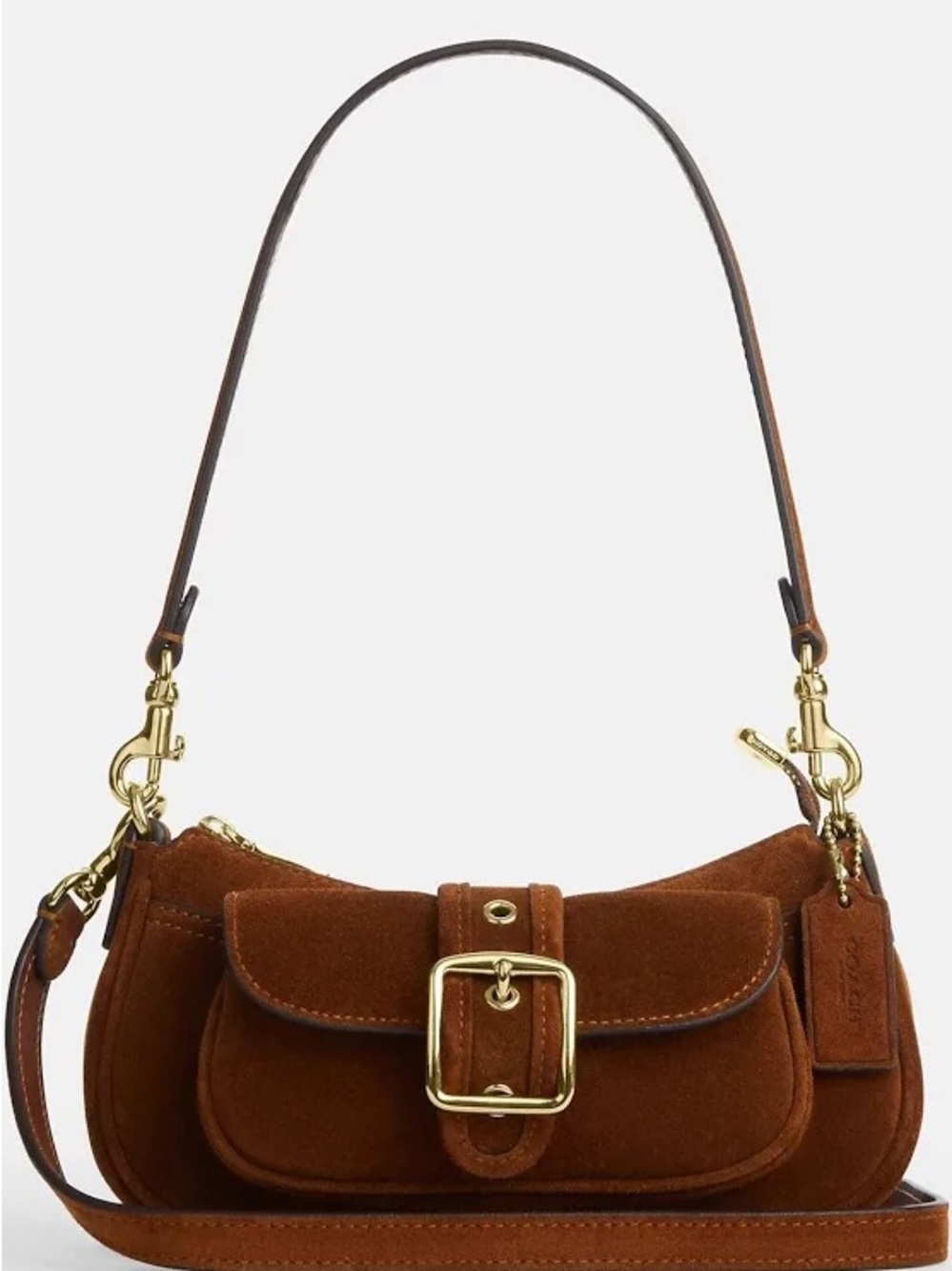 Coach Ashton Mini Shoulder Bag Saddle Suede Gold Hardware NWT with Dust Bag